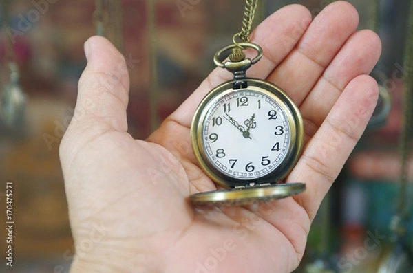 Obraz old silver pocket watch