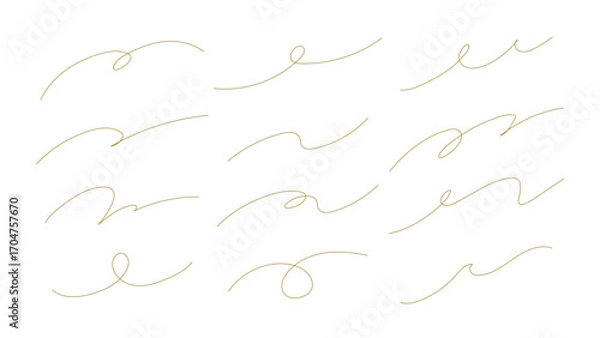 Obraz 手書きのおしゃれな線　抽象的な装飾イラストセット　落書き　波線　あしらい