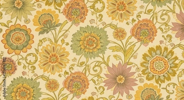 Obraz Vintage floral pattern, retro design, textile art