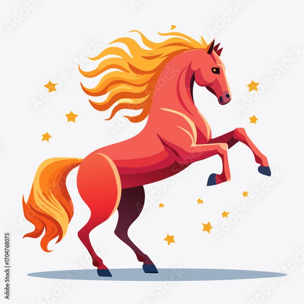 Obraz flat vector illustrator of  Fire Horse 