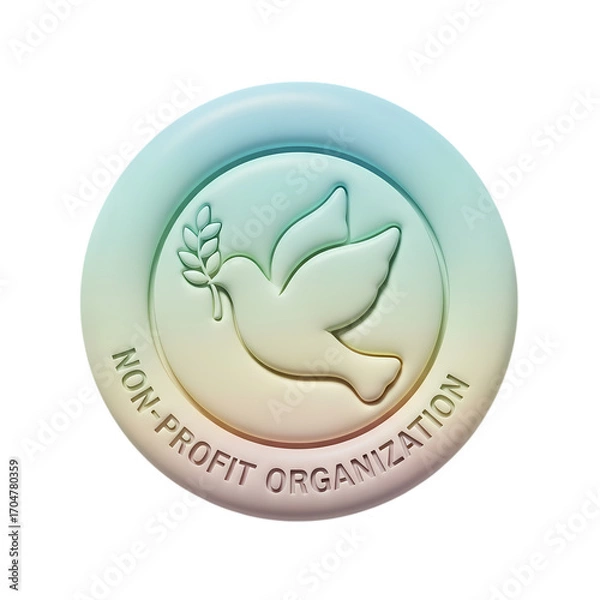 Fototapeta 3D Render: Non-Profit Organization Emblem - Dove & Olive Branch