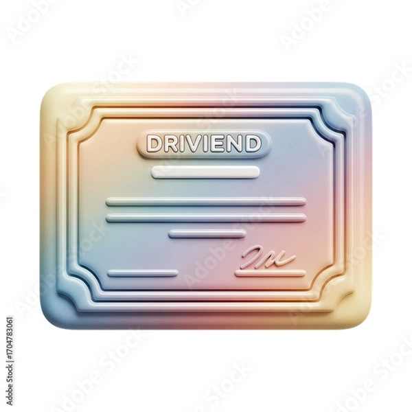 Fototapeta 3D Render of a Dividend Certificate: Pastel-Colored Investment Asset Illustration