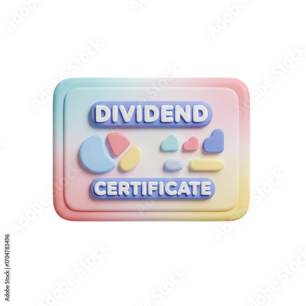Fototapeta 3D Render of a Dividend Certificate: Pastel-Colored Investment Asset Illustration