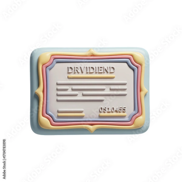 Fototapeta 3D Render of a Dividend Certificate: Pastel-Colored Investment Asset Illustration