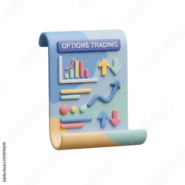 Fototapeta 3D Render of Investment Options: Call and Put Data Visualization