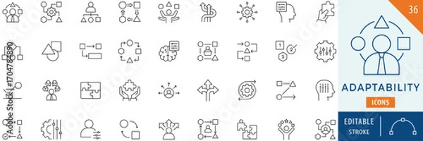 Fototapeta Adaptability icon collection set. Editable stroke.
