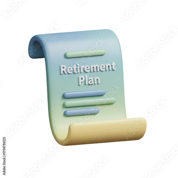 Fototapeta 3D Render: Retirement Plan Document with Growth Chart - Financial Planning Icon