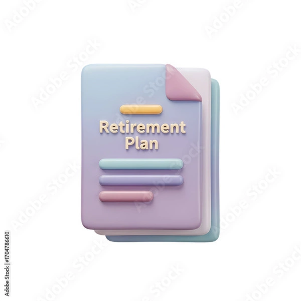 Fototapeta 3D Render: Retirement Plan Document with Growth Chart - Financial Planning Icon