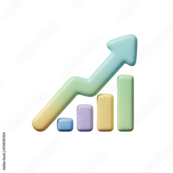 Fototapeta 3D Pastel Bar Graph: Illustrating Growth & Progress