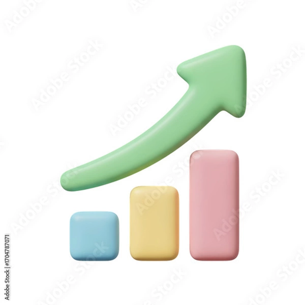 Fototapeta 3D Pastel Bar Graph: Illustrating Growth & Progress