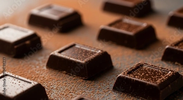 Obraz Dark Chocolate Squares Close Up.