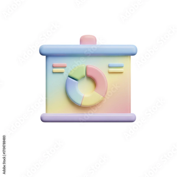 Fototapeta 3D Pastel Pie Chart Presentation Board:  Perfect for Visual Reports & Data Displays