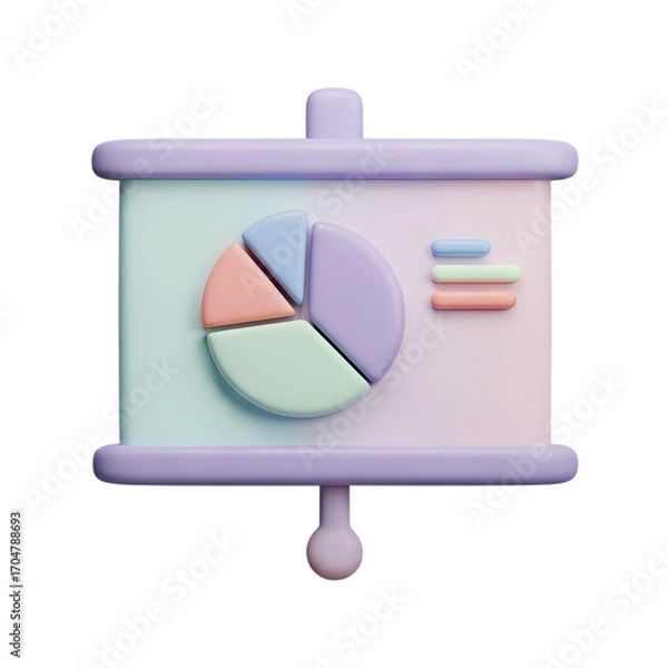 Fototapeta 3D Pastel Pie Chart Presentation Board:  Perfect for Visual Reports & Data Displays