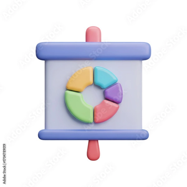 Fototapeta 3D Pastel Pie Chart Presentation Board:  Perfect for Visual Reports & Data Displays