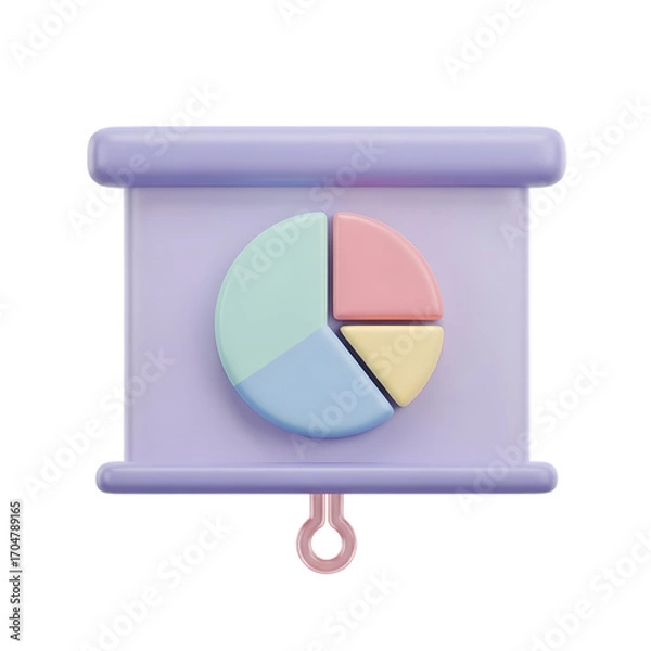 Fototapeta 3D Pastel Pie Chart Presentation Board:  Perfect for Visual Reports & Data Displays