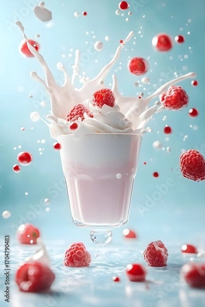 Fototapeta Raspberry Milk Splash