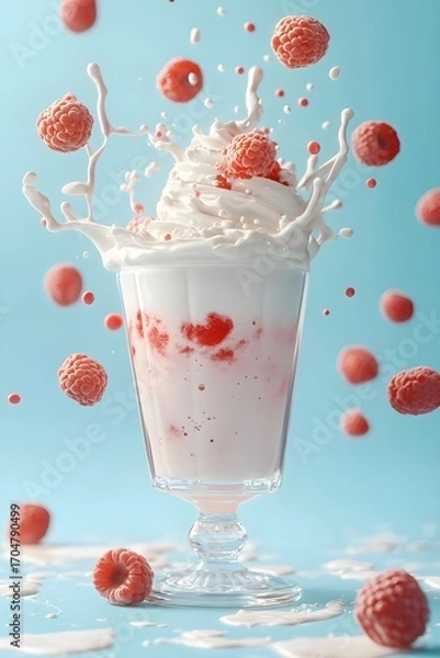 Fototapeta Raspberry Milk Shake Splash
