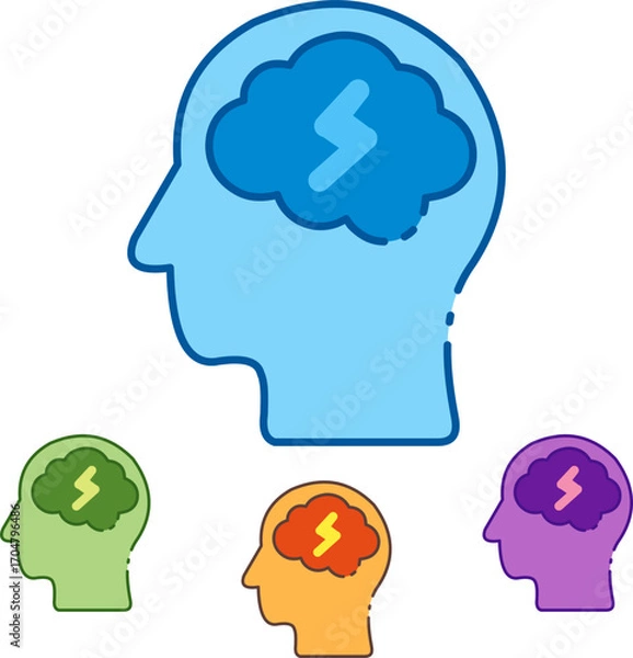Fototapeta Boost your mental power with this vibrant conceptual art, showcasing creative thinking and innovative ideas, perfect for illustrating brainstorming and problem-solving in business