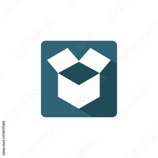 Obraz Cardboard Box Flat Design Shipping Icon with Side Shadow