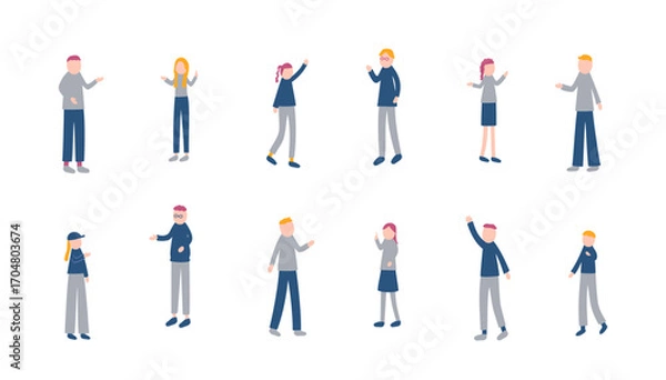 Fototapeta 秋を過ごす人々のイラストセット