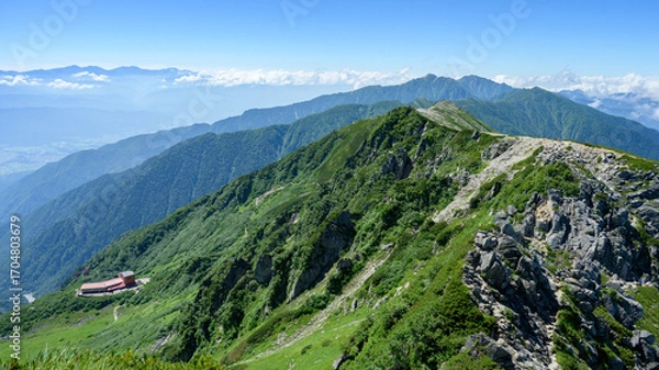 Obraz 【中央アルプス】宝剣岳からの空木岳方面の眺望