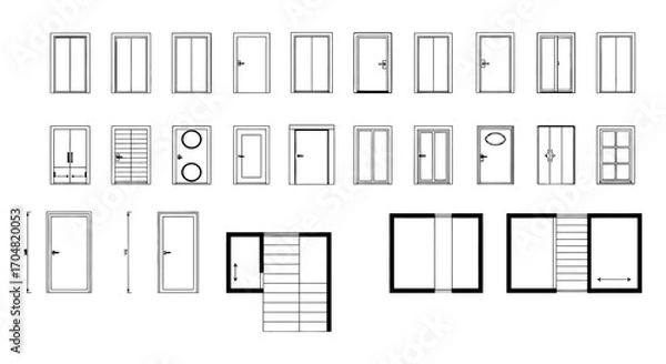 Fototapeta architectural door plan showing layouts and dimensions for building design creating a blueprint for interior designers and architects in construction planning