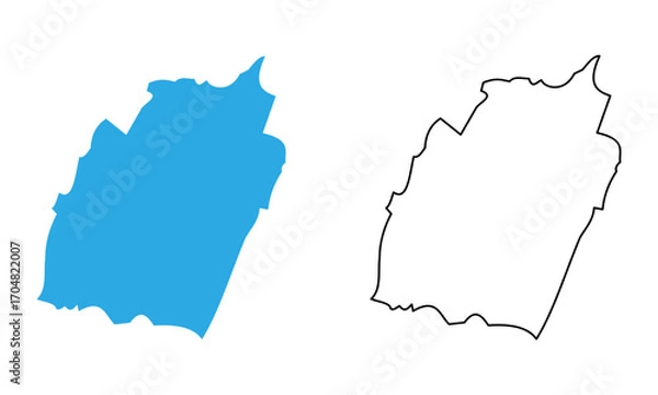 Fototapeta Map of the state of Manipur, India. Map with detailed outlines and blue silhouettes