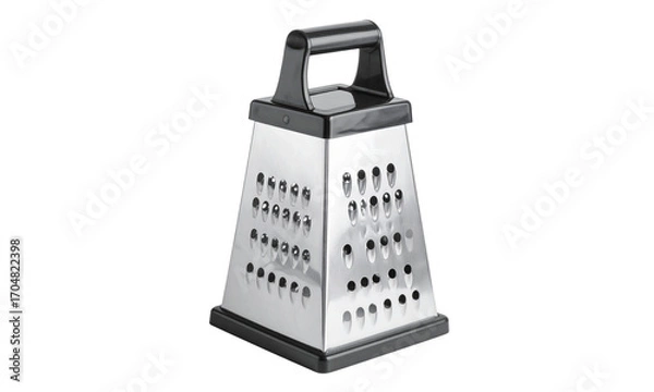 Fototapeta Sharp metallic kitchen utensil, a cheese grater with a shiny stainless steel handle