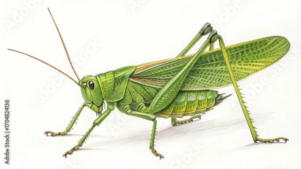 Obraz green grasshopper isolated on white