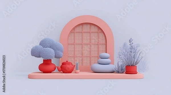 Obraz Artistic Display of Minimalist Decorative Arrangement with Plants