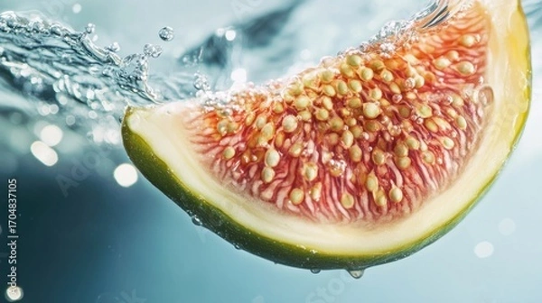 Fototapeta Fig slice splashing in water