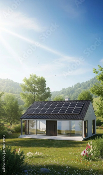 Obraz solar panels on a roof