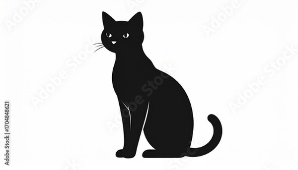 Obraz Elegant black cat silhouette sitting gracefully