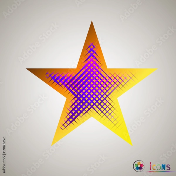 Fototapeta Clasic star Icon Vector. Isolated, object on white background, Yellow, lilac