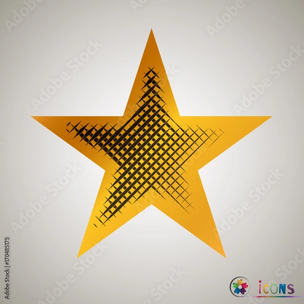 Fototapeta Clasic star Icon Vector. Isolated, object on white background, Yellow, lilac