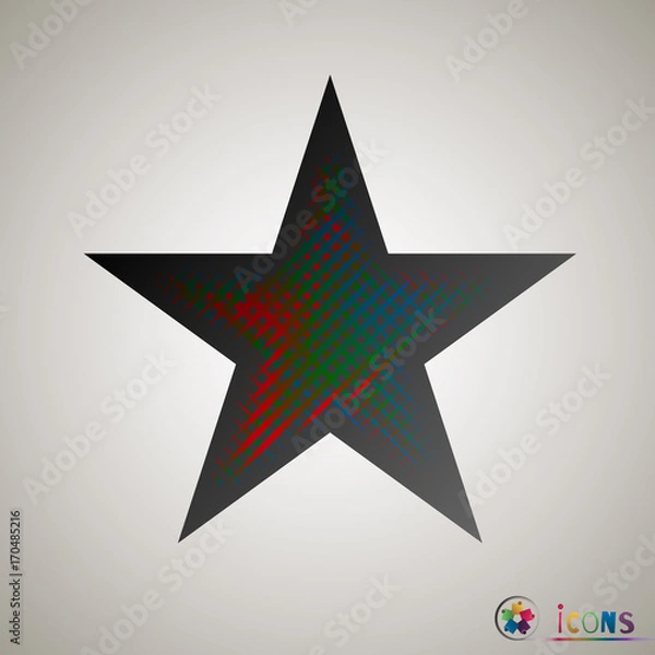 Fototapeta Clasic star Icon Vector. Isolated, object on white background, multicolor, halftone