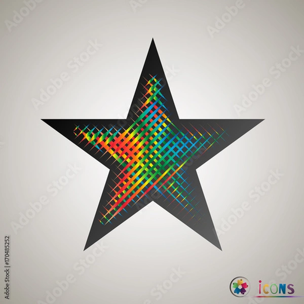 Fototapeta Clasic star Icon Vector. Isolated, object on white background, multicolor, halftone