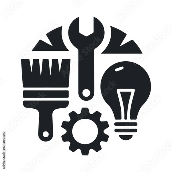 Obraz Tools icons set, silhouette, vector illustration.