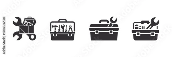 Obraz Tools icons set, silhouette, vector illustration.