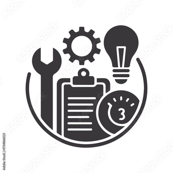 Obraz Tools icons set, silhouette, vector illustration.