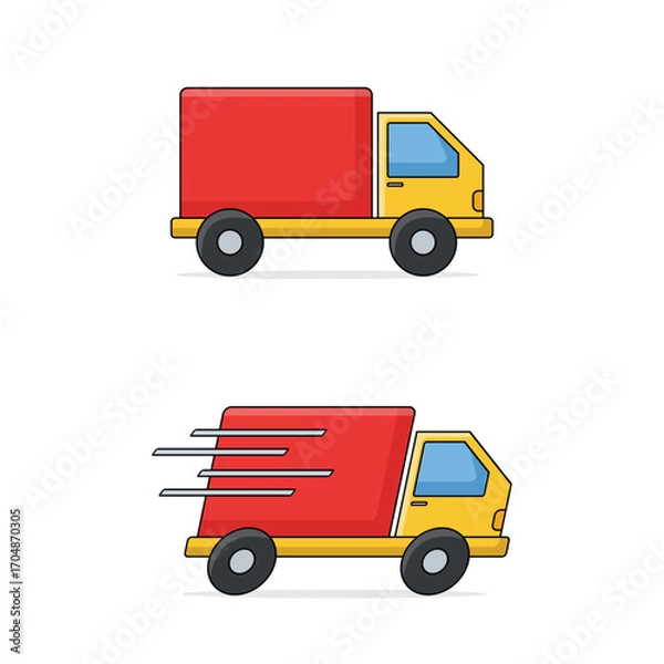 Fototapeta A delivery truck vector icon in flat 2D style, perfect for logistics, shipping, and e-commerce delivery services.