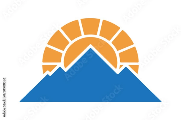 Fototapeta pyramids vector illustration, sun and mountains vector icon.