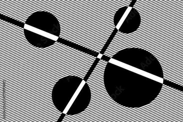 Fototapeta Geometric modernism. Imagination style. Abstract shapes illustration. Modern black and white abstract geometric background. Urban.