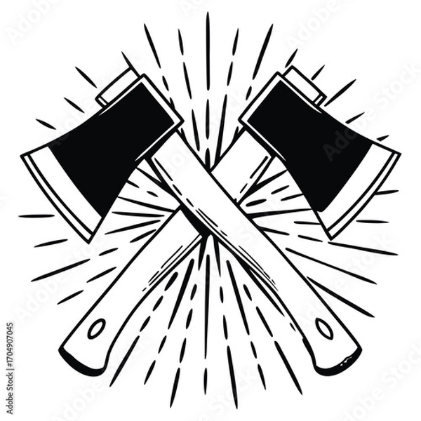 Obraz Black Silhouette Vector of Cleaver Chopping Silhouette