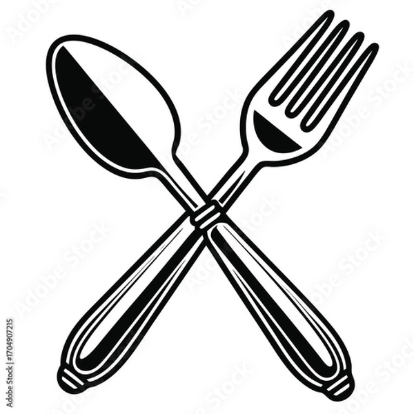 Obraz Black Silhouette Vector of Fork Angled Silhouette