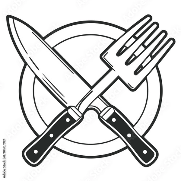 Obraz Black Silhouette Vector of Kitchen Tool Badge