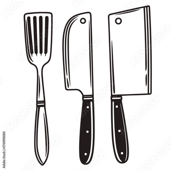 Obraz Flat Vector of Cooking Utensils Set with Fork