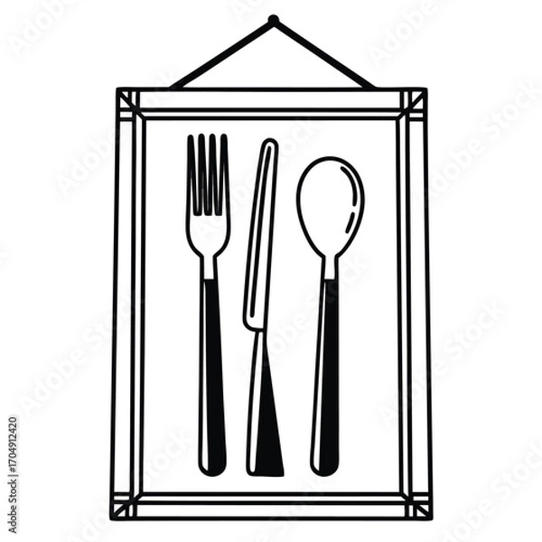 Obraz Flat Vector of Utensil Set Inside Frame