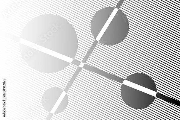 Fototapeta Geometric modernism. Imagination style. Abstract shapes illustration. Modern black and white abstract geometric background. Urban.