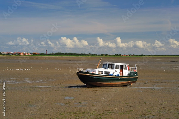 Obraz Boat on tidal flat